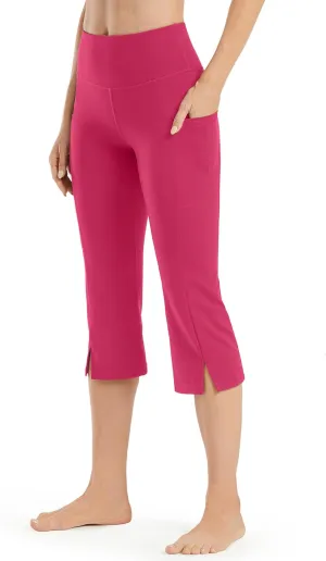 Promover Capri Pants for Women Bootcut Yoga Pants with Pockets High Waisted Flare Leggings Casual Work Pants