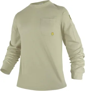 PTAHDUS FR Shirts for Men,5.5oz/7.1oz Round Neck Flame Resistant Long Sleeve Shirts, 100% Cotton Workwear FR Clothing for Men