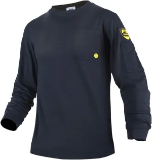 PTAHDUS FR Shirts for Men,5.5oz/7.1oz Round Neck Flame Resistant Long Sleeve Shirts, 100% Cotton Workwear FR Clothing for Men