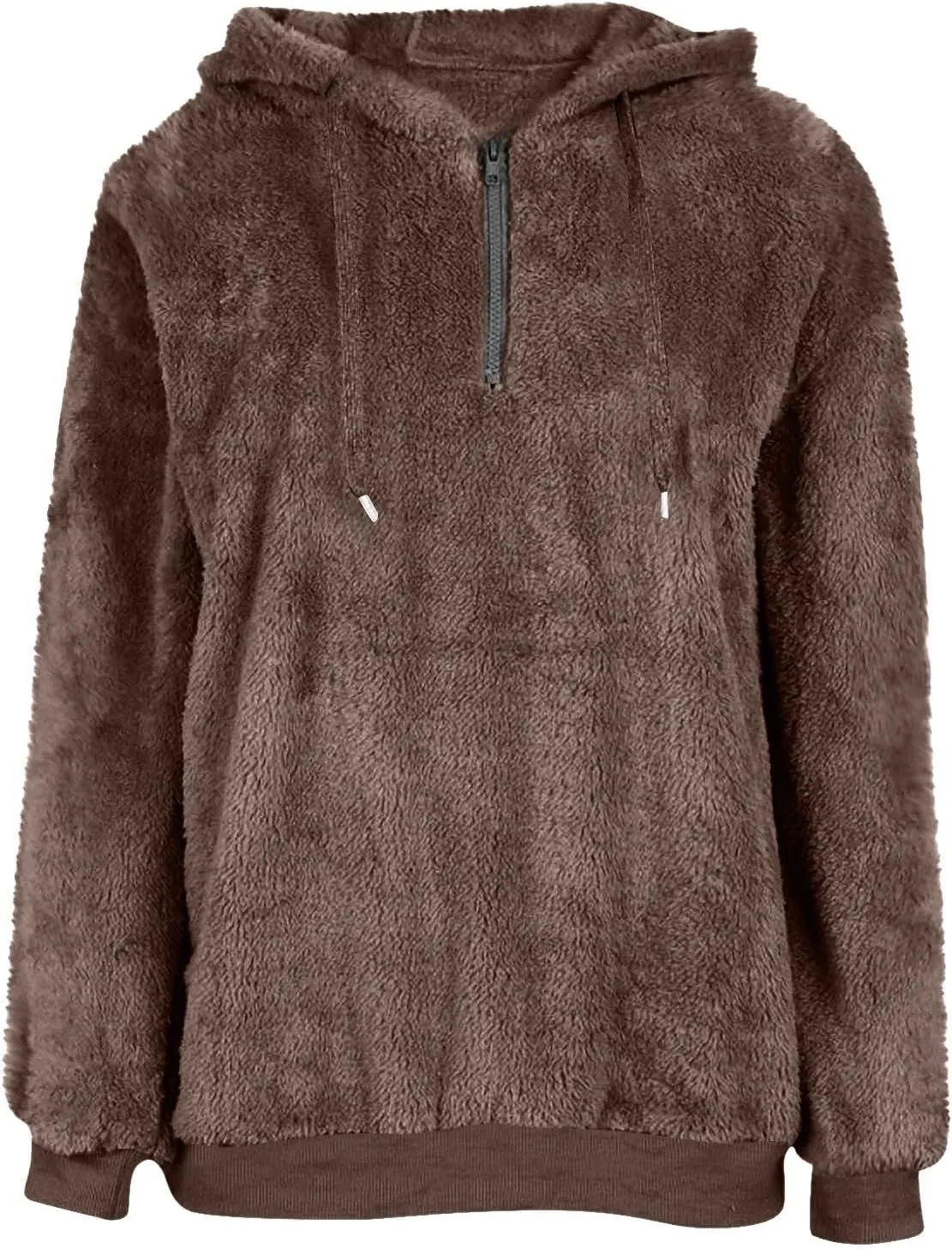 Quarter Zip Pullover Women Baggy Fleece Zipper Hoodie Comfy Cotton Drawstring Sherpa Sweatshirts Pullover Winter Coat