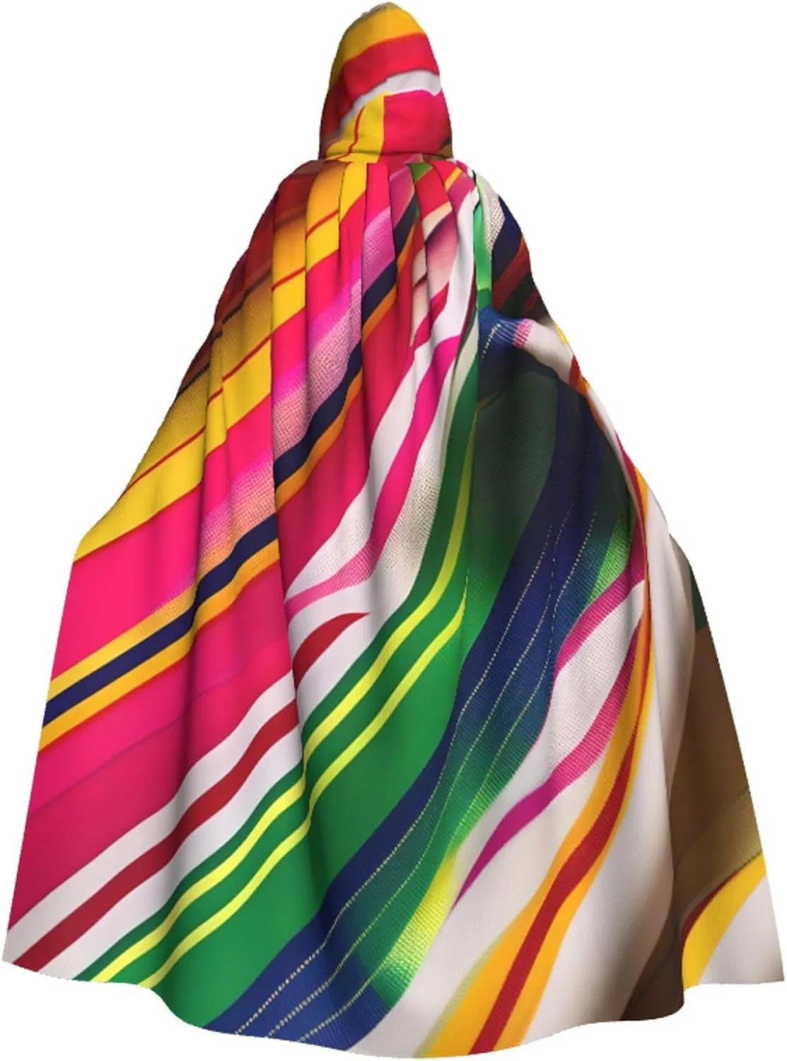Rainbow Stripe Print Halloween Hooded Cloak Hooded Cape Adult Halloween Costume Cosplay Witch Cloak with Extra Comfort