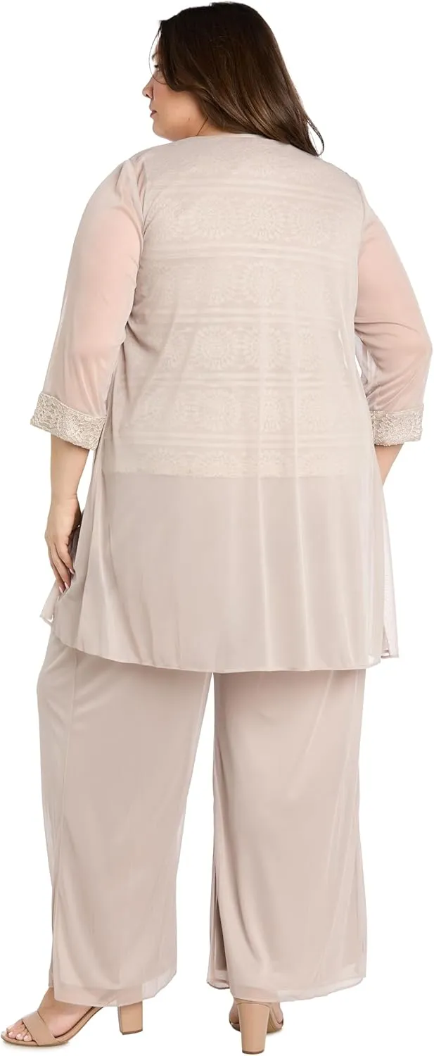 R&M Richards Women's 3PC Glitter Embroidered Pant Suit
