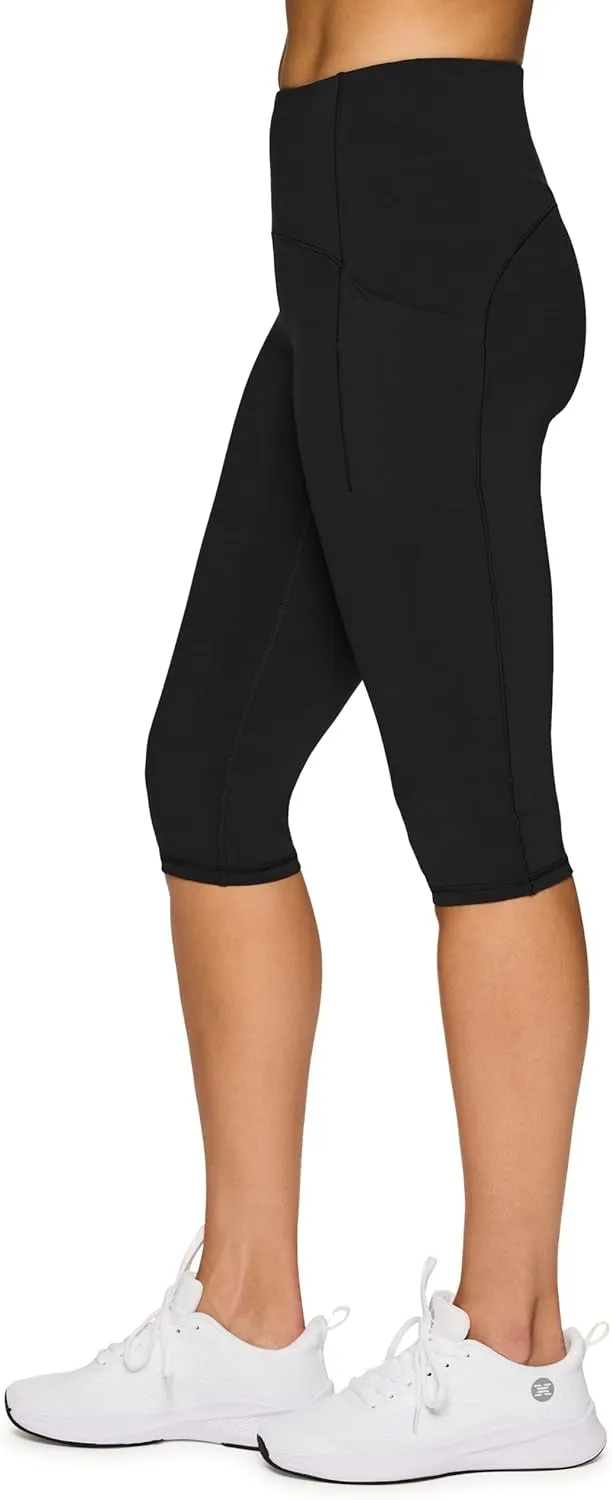RBX Active Women's Squat Proof Training Capri, Moisture Wicking High Impact Ultra Cropped Capri Legging with Pockets