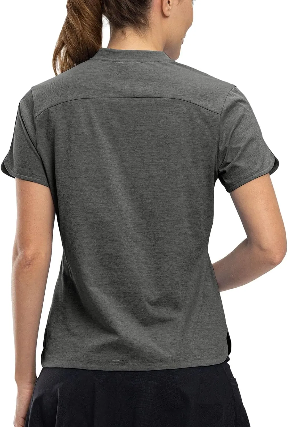 Rdruko Women's Golf Shirts Short Sleeve Dry Fit V Neck Tennis Tops Moisture Wicking Athletic Workout Polo Shirts UPF 50 