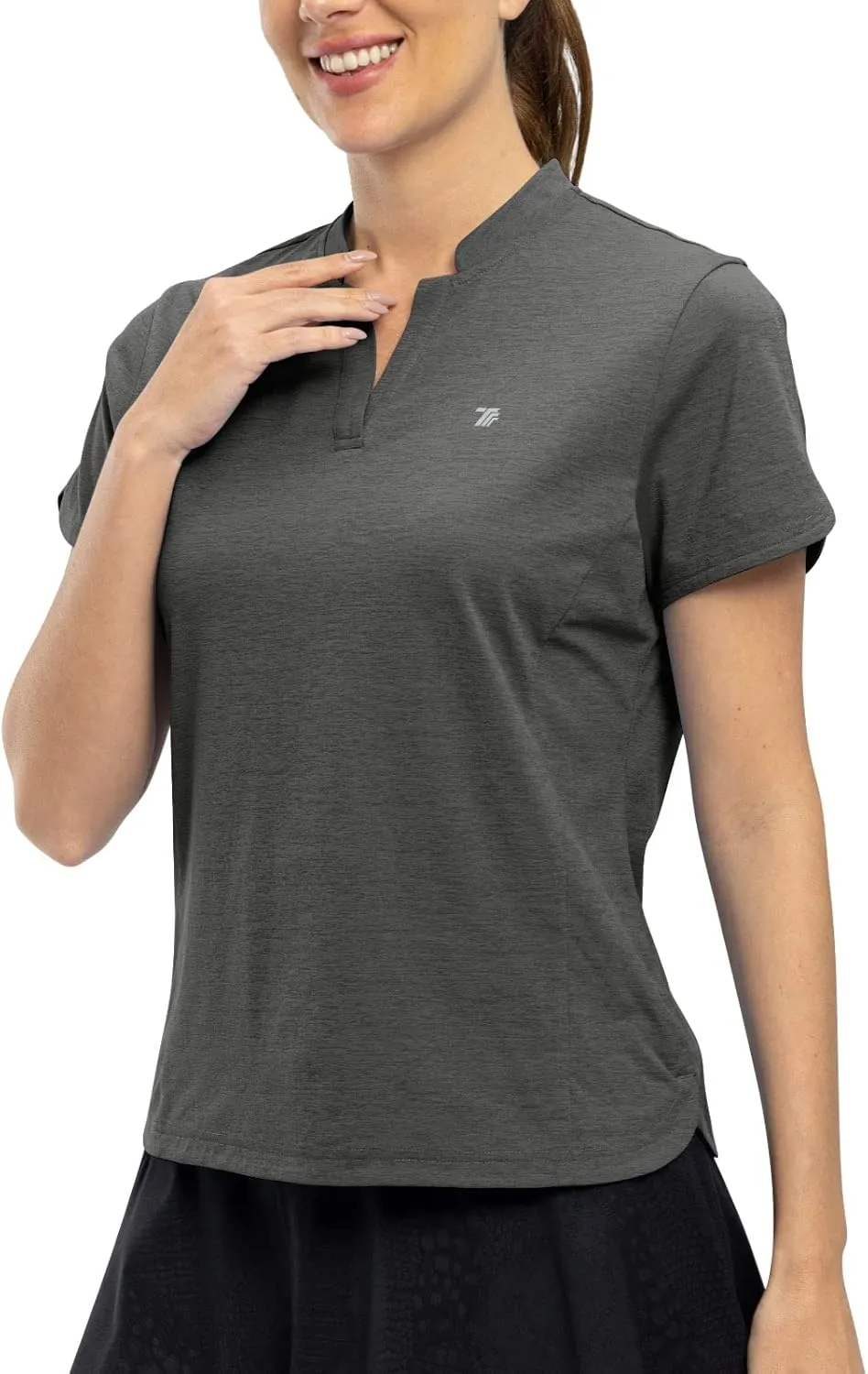 Rdruko Women's Golf Shirts Short Sleeve Dry Fit V Neck Tennis Tops Moisture Wicking Athletic Workout Polo Shirts UPF 50 