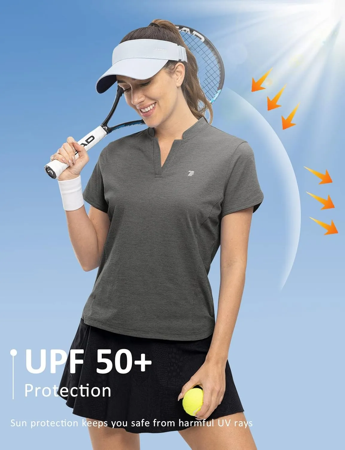 Rdruko Women's Golf Shirts Short Sleeve Dry Fit V Neck Tennis Tops Moisture Wicking Athletic Workout Polo Shirts UPF 50 