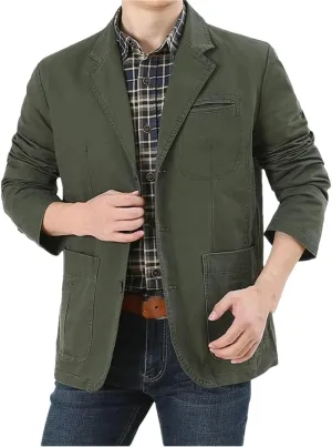 REHJJDFD Men Blazer Jacket Casual Slim Business Suit Coat Cotton Jackets Casual Sport Coat Outwear