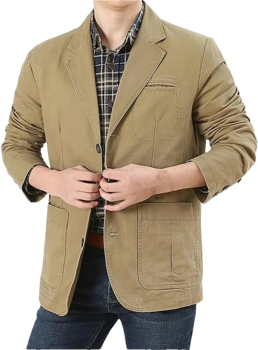 REHJJDFD Men Blazer Jacket Casual Slim Business Suit Coat Cotton Jackets Casual Sport Coat Outwear