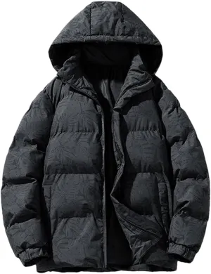 REHJJDFD Men Casual Parkas Hooded Coat Outwear Puffer Jacket Thick Jacket Warm Solid Cotton-Padded Top
