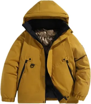 REHJJDFD Men Jacket Cotton Padded Parkas Thicken Warm Coat Stand Collar Solid Color Casual Parka Women Long Sleeves Jackets
