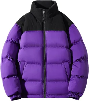 REHJJDFD Men's Thick Winter Puffer Jacket Casual Warm Parkas Solid Color Cotton-Padded Coats Outwear Top