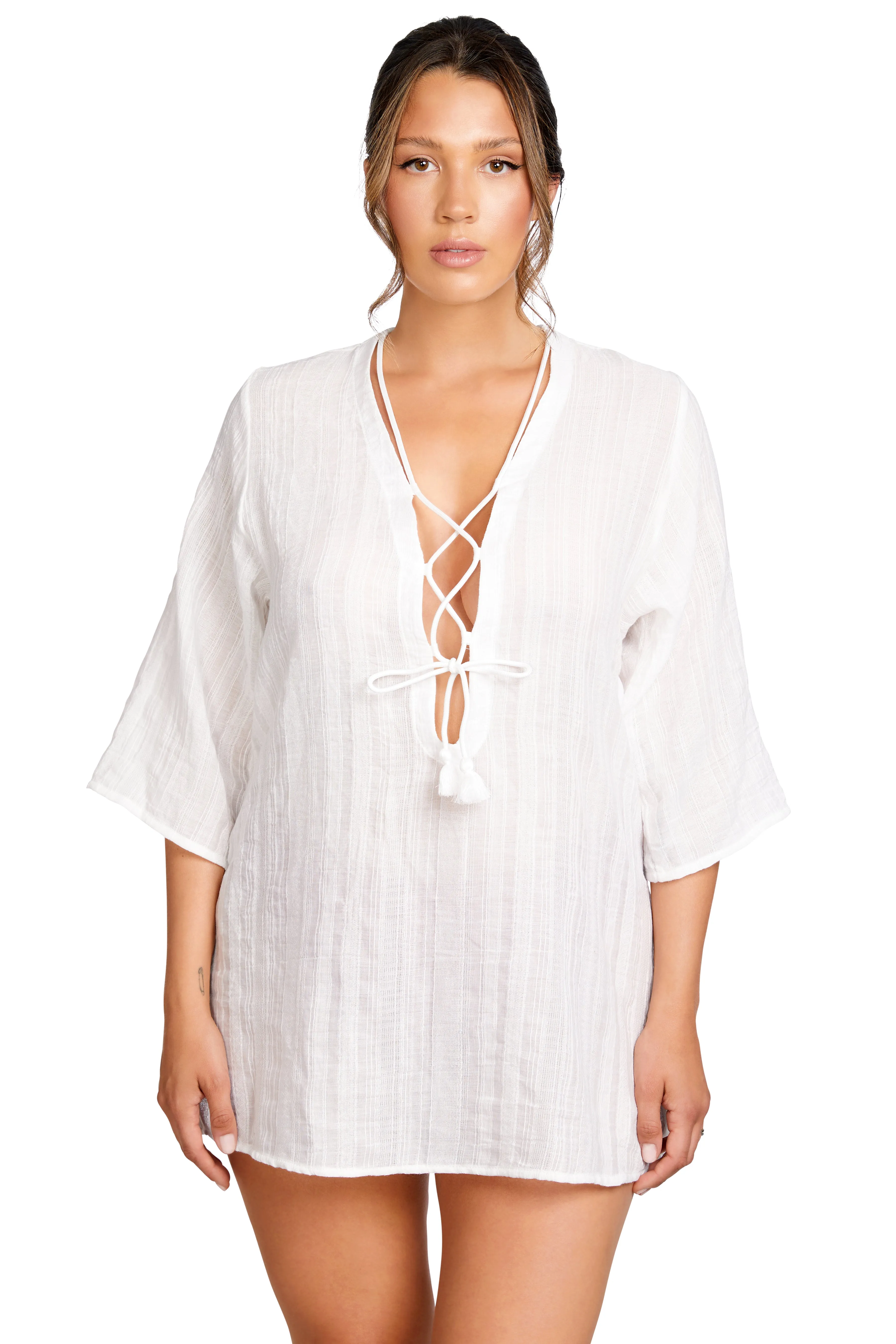 Robin Piccone Michelle Lace Up Tunic Cover Up