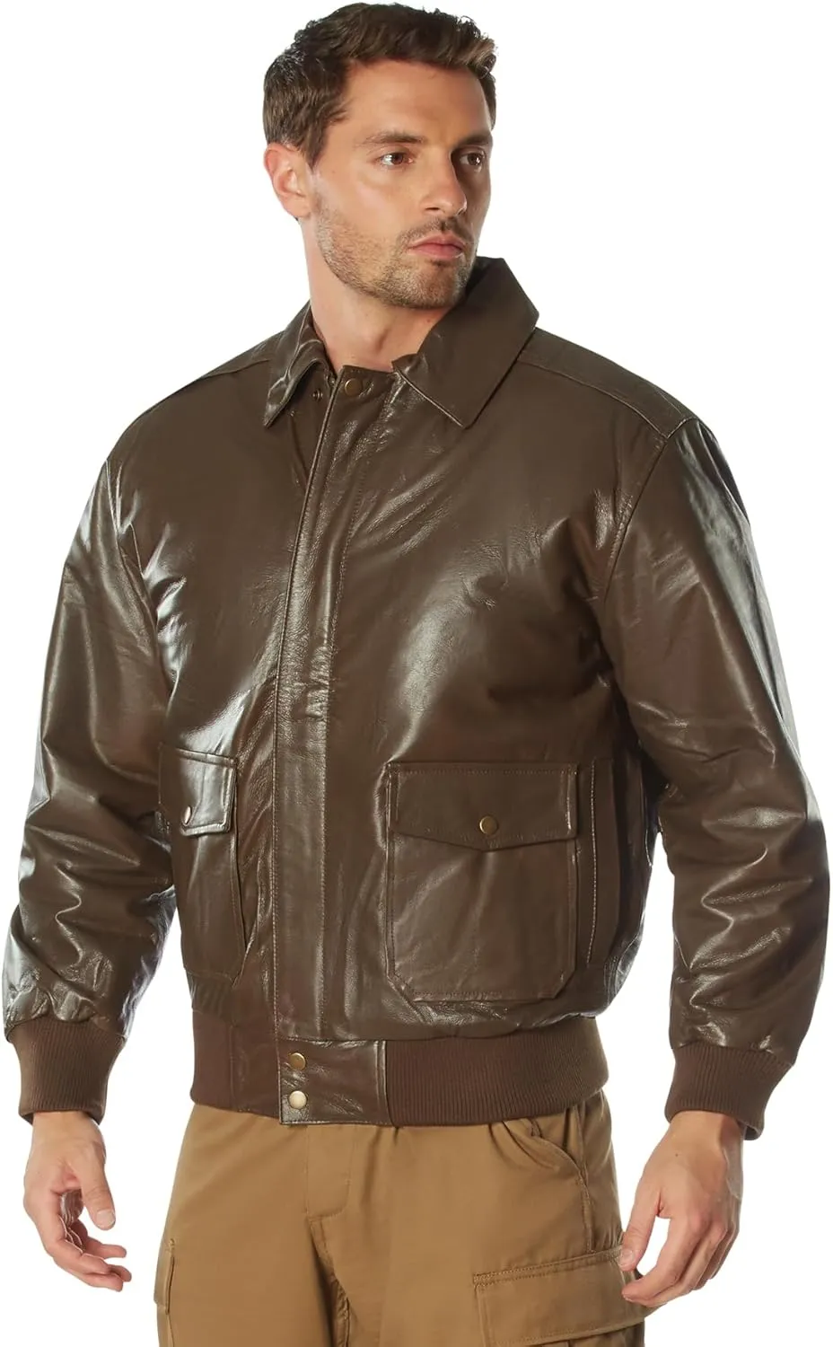 Rothco Classic A-2 Leather Flight Jacket, Brown - XL