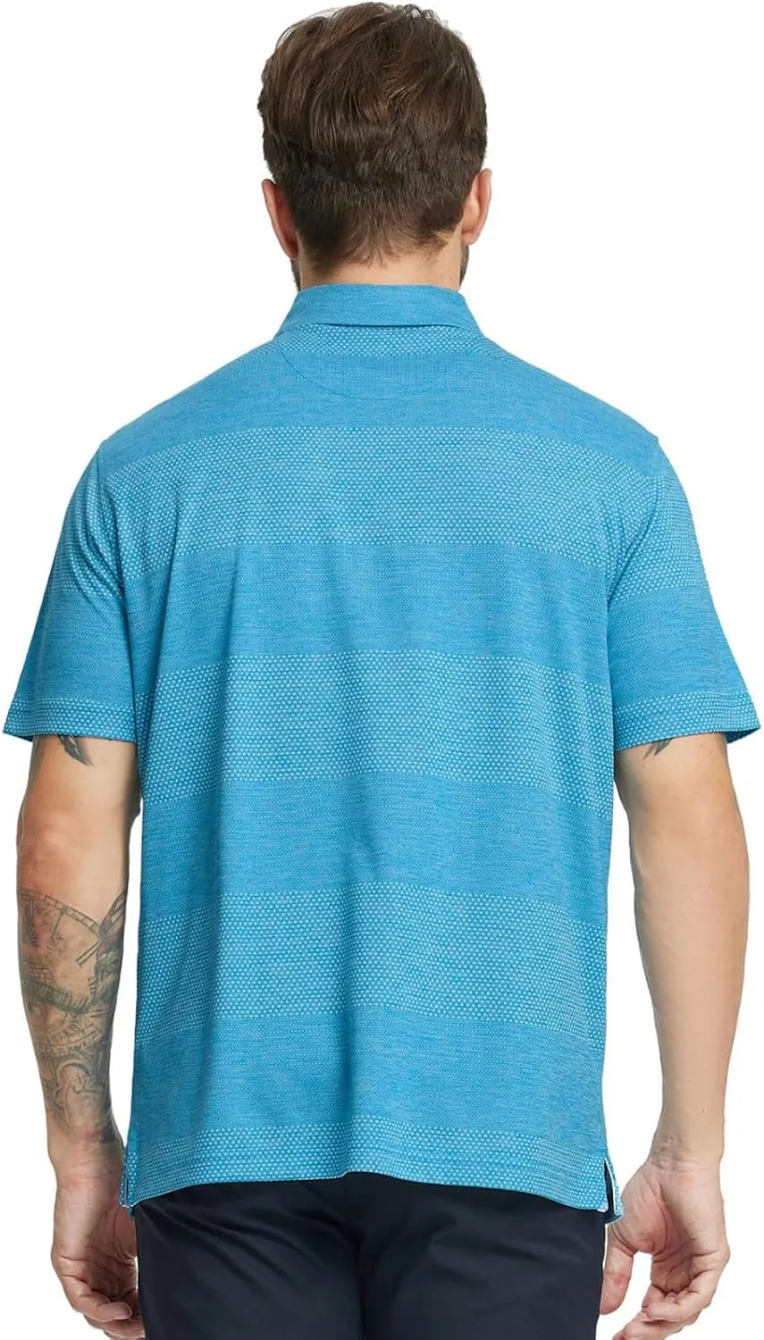Rouen Golf Shirts for Men Dry Fit Short Sleeve Performance Moisture Wicking Casual Texture Heather Jacquard Mens Polo Shirts