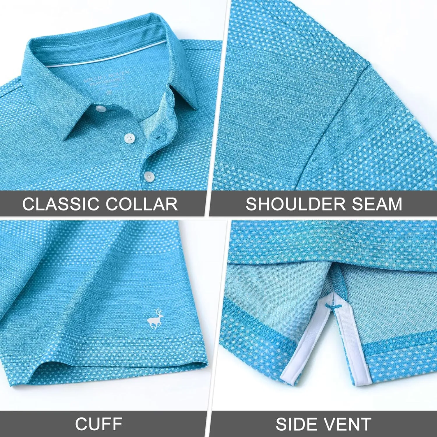 Rouen Golf Shirts for Men Dry Fit Short Sleeve Performance Moisture Wicking Casual Texture Heather Jacquard Mens Polo Shirts