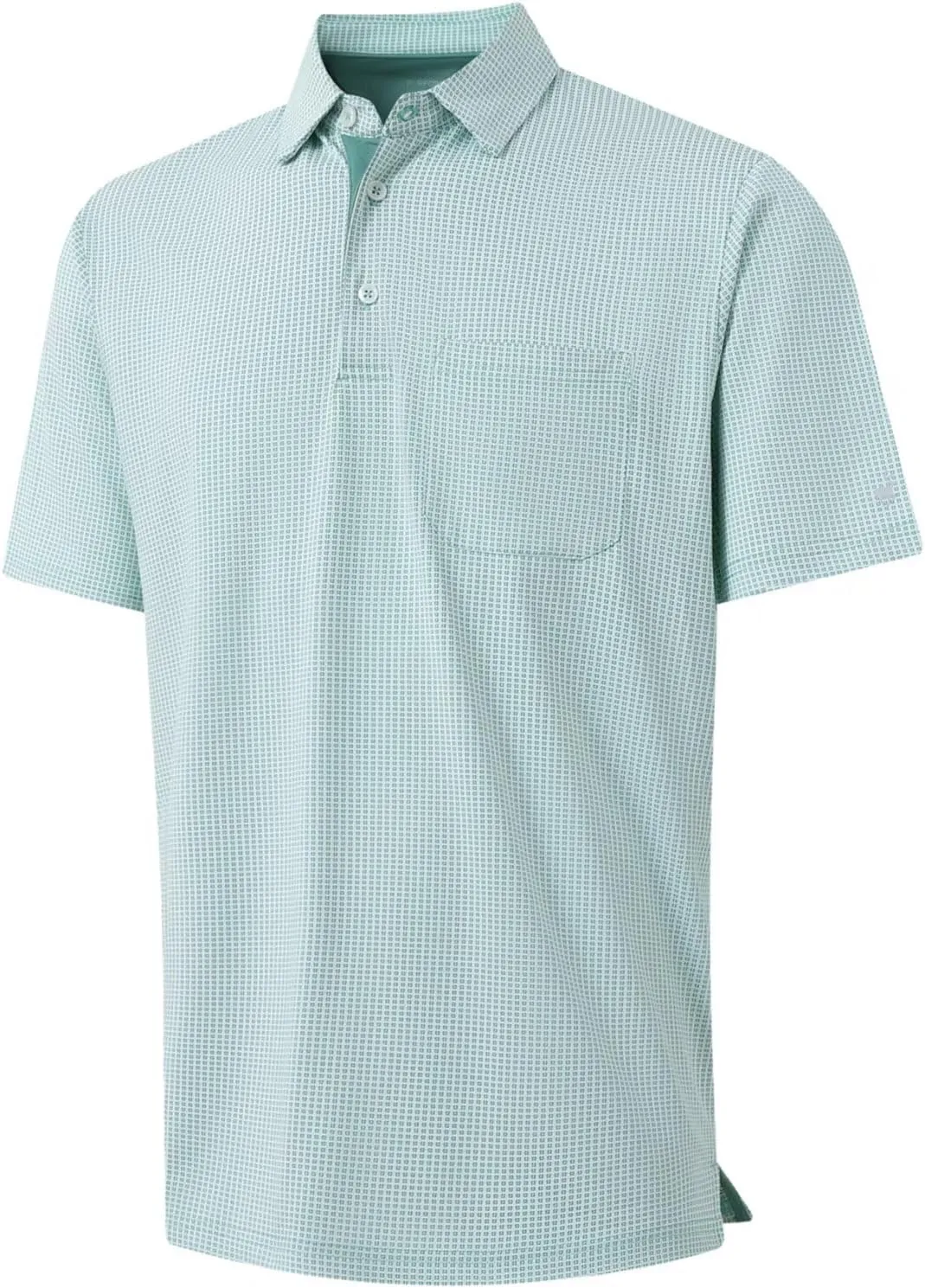 Rouen Mens Golf Shirts Short Sleeve Dry Fit Jacquard Performance Moisture Wicking Casual Pocket Collared Polo Shirts for Men