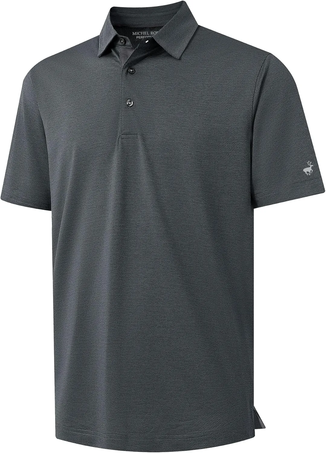 Rouen Mens Golf Shirts Short Sleeve Quick Dry Breathable Active Heather Jacquard Regular Fit Casual Polo Shirts for Men