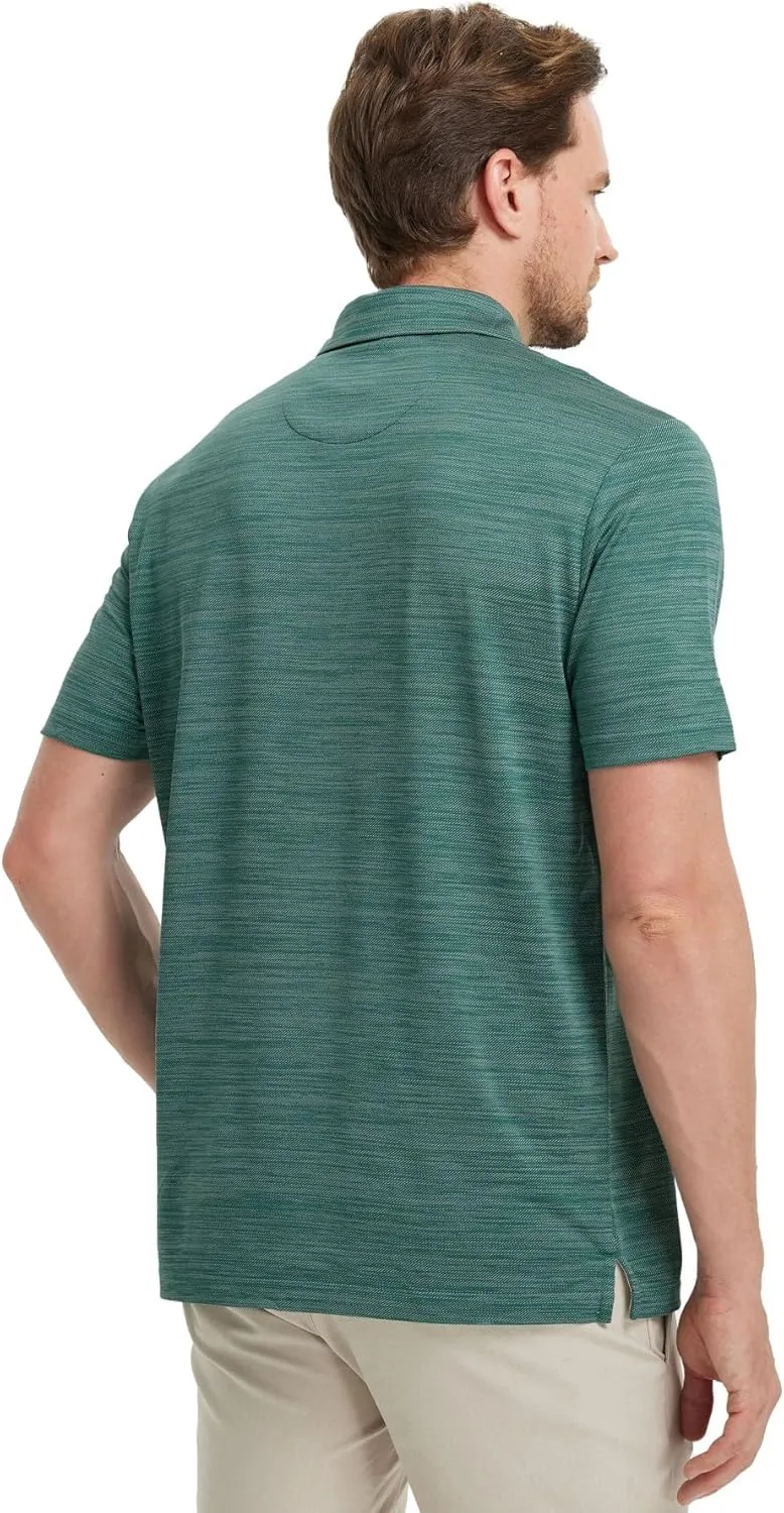 Rouen Polo Shirts for Men Dry Fit Performance Moisture Wicking Casual Jacquard Heather Collared Mens Golf Shirts Short Sleeve