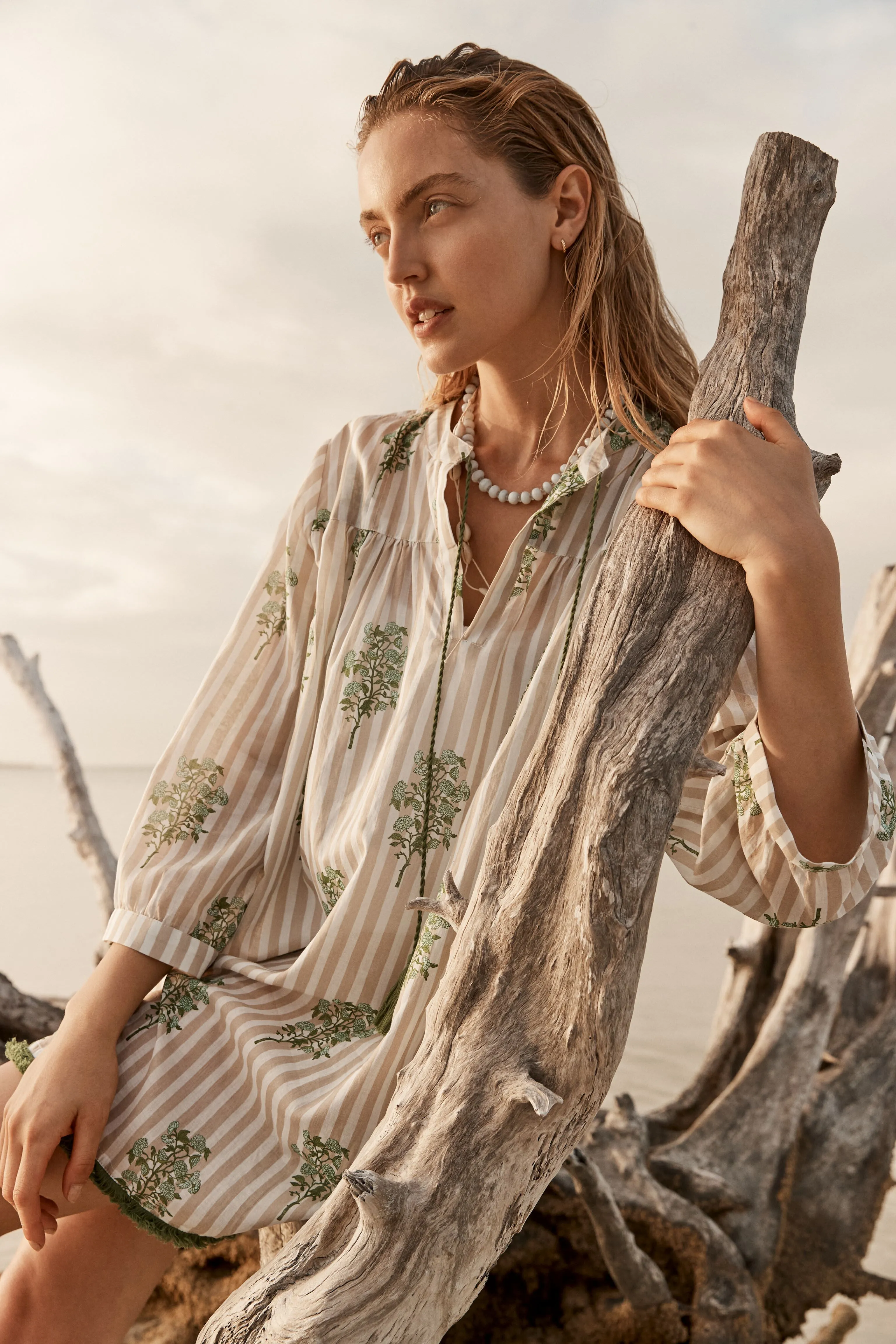 Sand Striped Bouquet Bondi Coverup