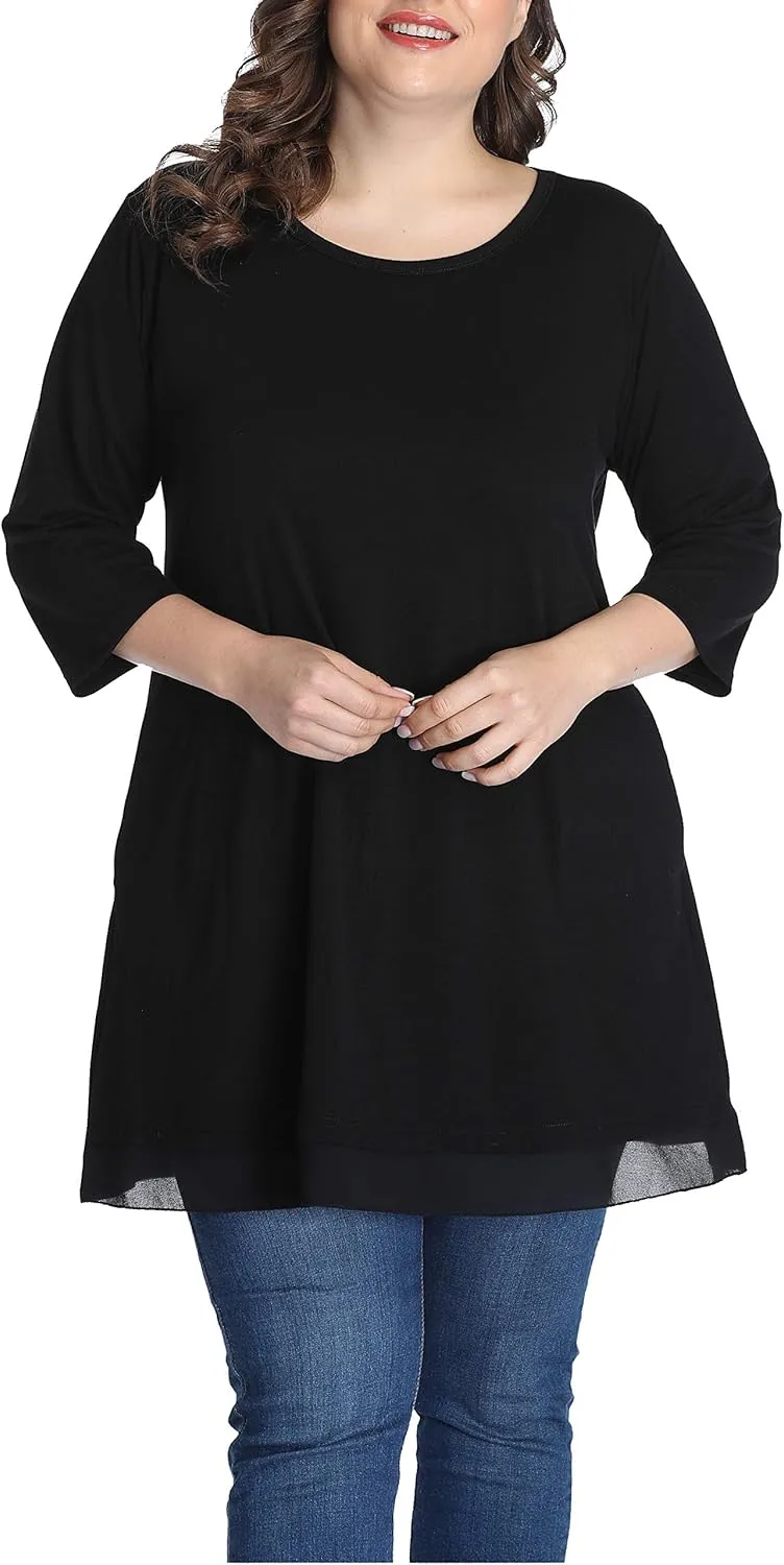 Shiaili Heather Plus Size Tunic Tops for Women Long Flowy Shirts for Leggings
