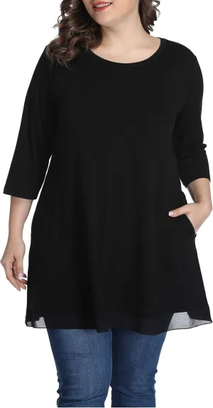 Shiaili Heather Plus Size Tunic Tops for Women Long Flowy Shirts for Leggings
