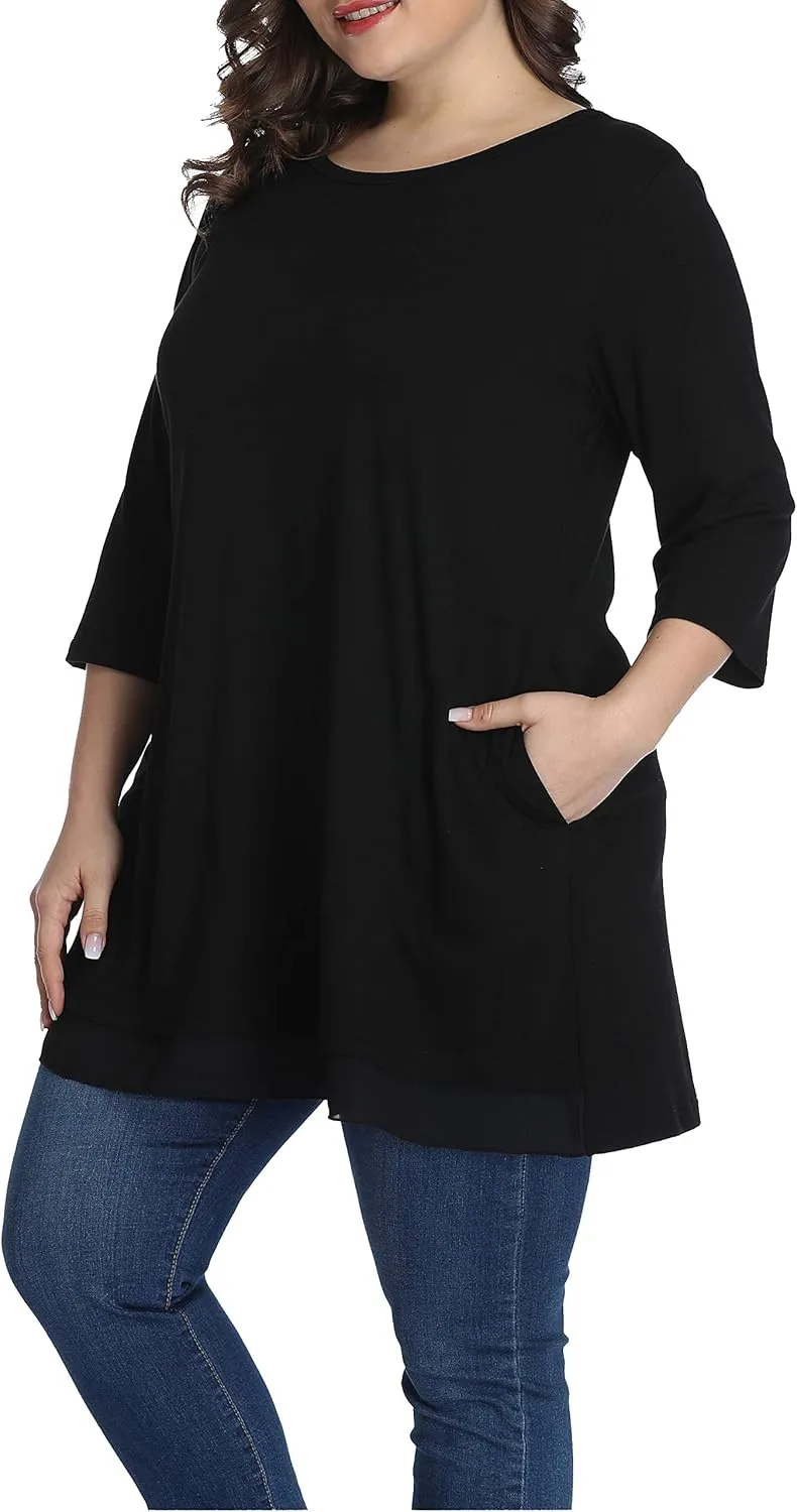 Shiaili Heather Plus Size Tunic Tops for Women Long Flowy Shirts for Leggings