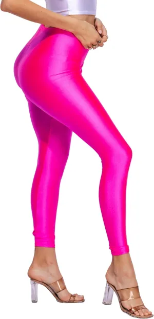 Shiny Leggings High Waist Neon Leggings Elastic Stretch Skinny Comfy Lightweight Pants Tights Disco Party Rave