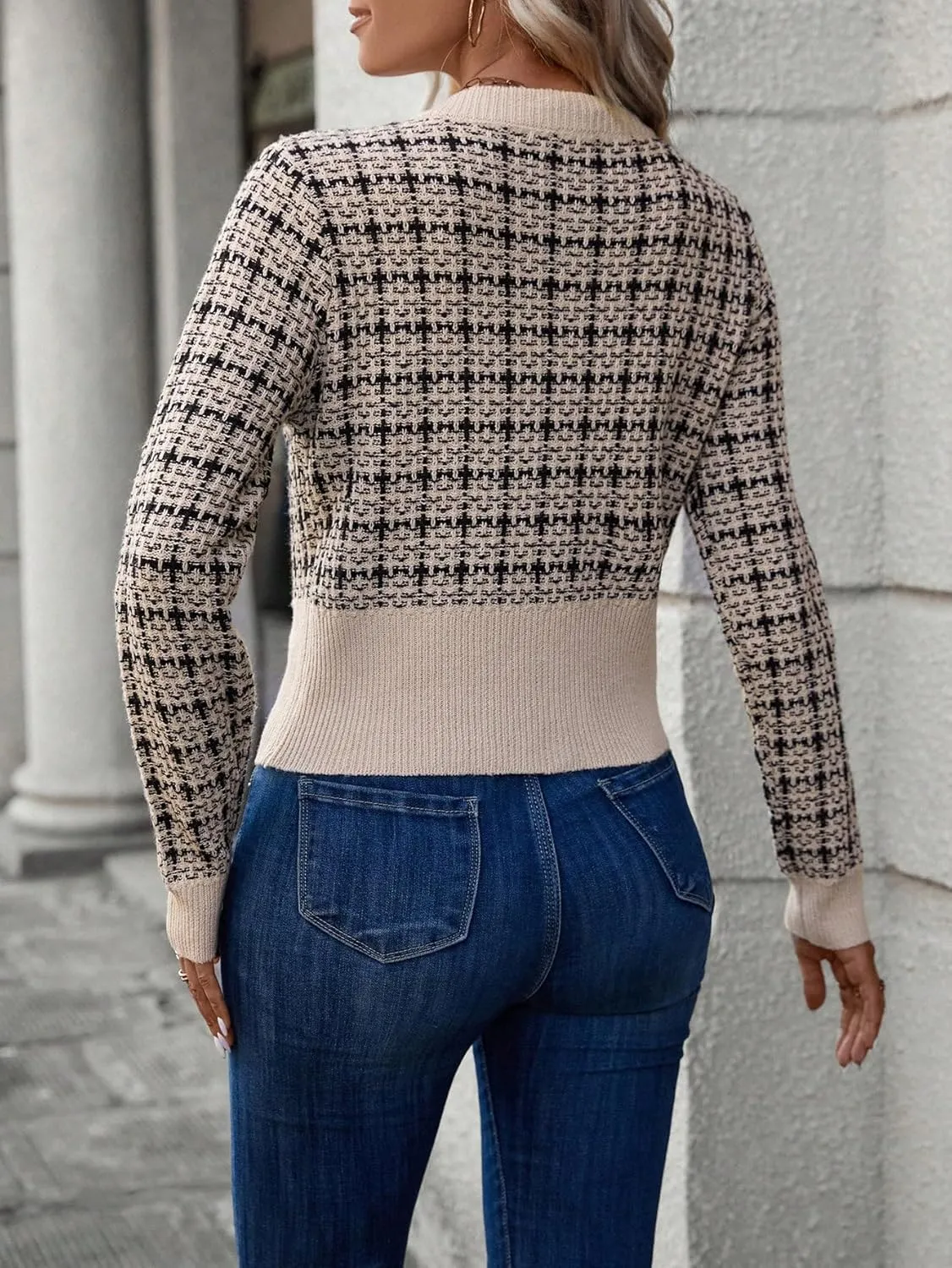 SKAYS Women's Autumn Jackets,Tweed Cardigan,Womens Cardigans Dressy Casual Flap Detail Button Front Cardigan