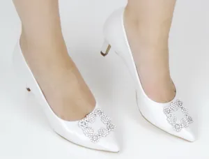 Sofia 6.5cm heel court with trim white