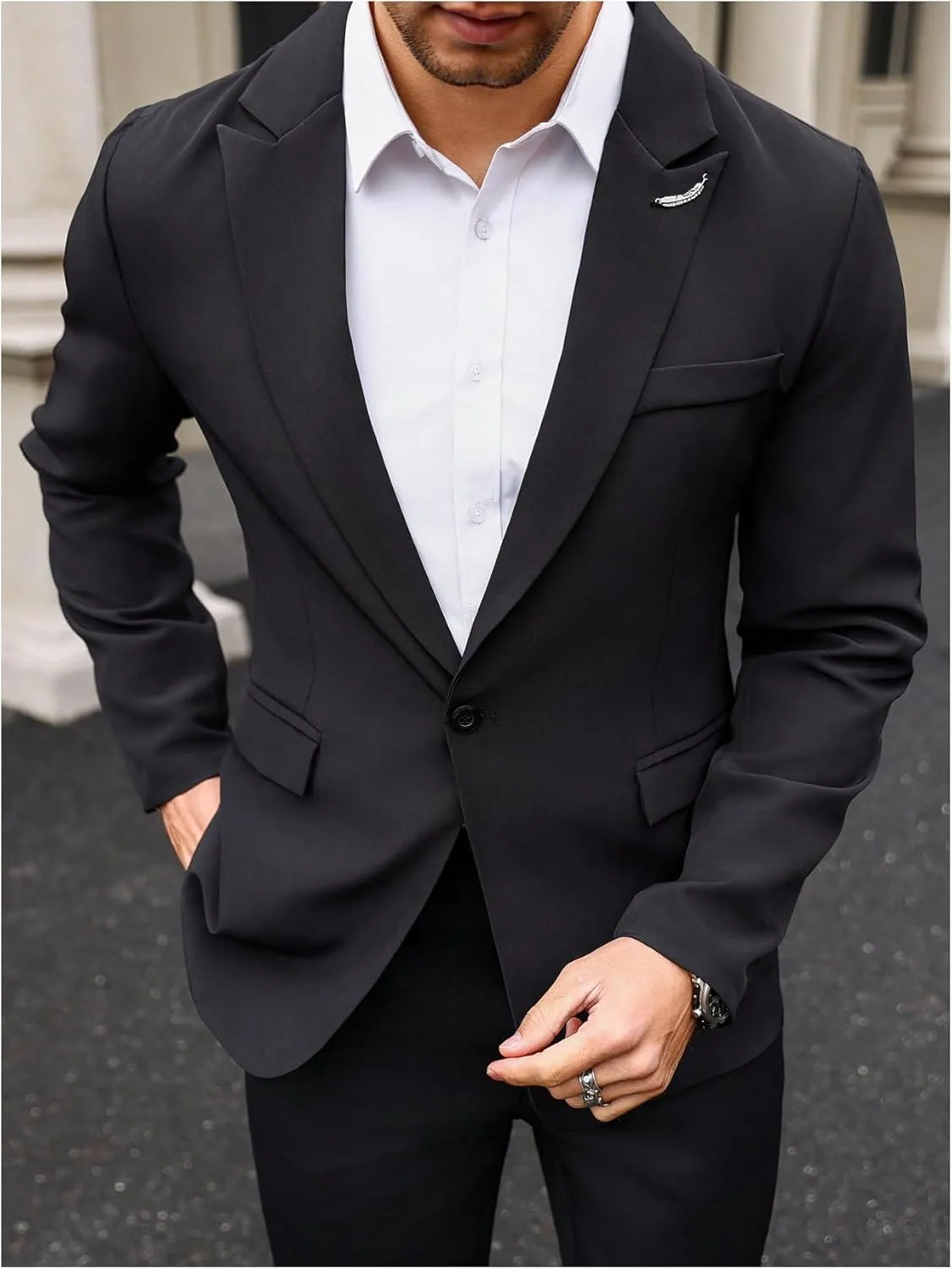 SOLY HUX Men's Blazer Sport Coats Single Button Casual Business Work Suit Jacket