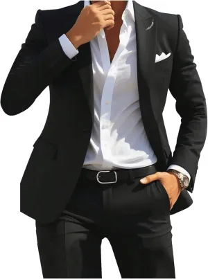 SOLY HUX Men's Blazer Sport Coats Single Button Casual Business Work Suit Jacket