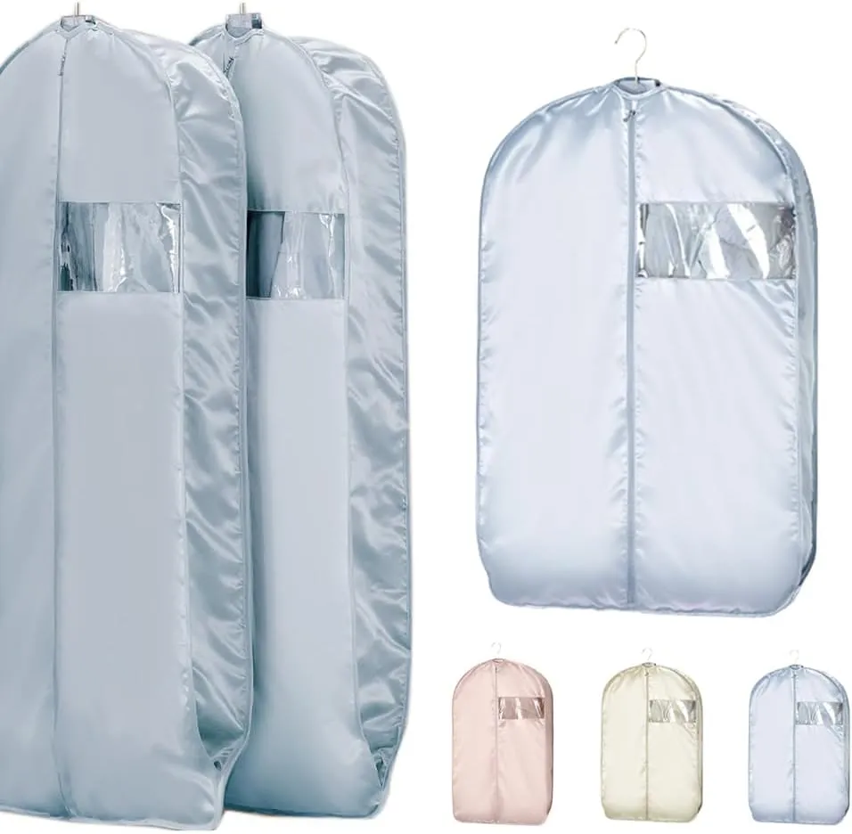 Space Saving Hanging Garment Bag, 2025 New Compression Hanging Garment Bag Dust Cover Clothes Bags for Down Coat, Suit Bags for Closet Storage (Blue, 22.8x43.3inch)