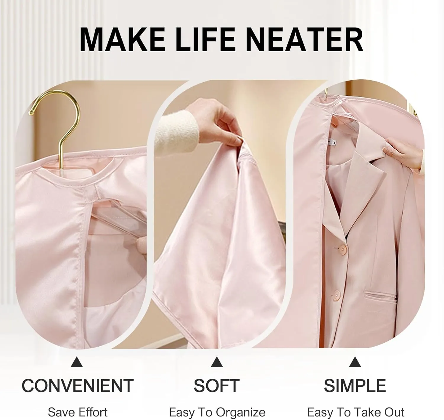 Space Saving Hanging Garment Bag, 2025 New Compression Hanging Garment Bag Dust Cover Clothes Bags for Down Coat, Suit Bags for Closet Storage (Blue, 22.8x43.3inch)