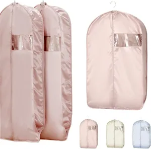Space Saving Hanging Garment Bag, 2025 New Compression Hanging Garment Bag Dust Cover Clothes Bags for Down Coat, Suit Bags for Closet Storage (Pink, 22.8x35.4inch)
