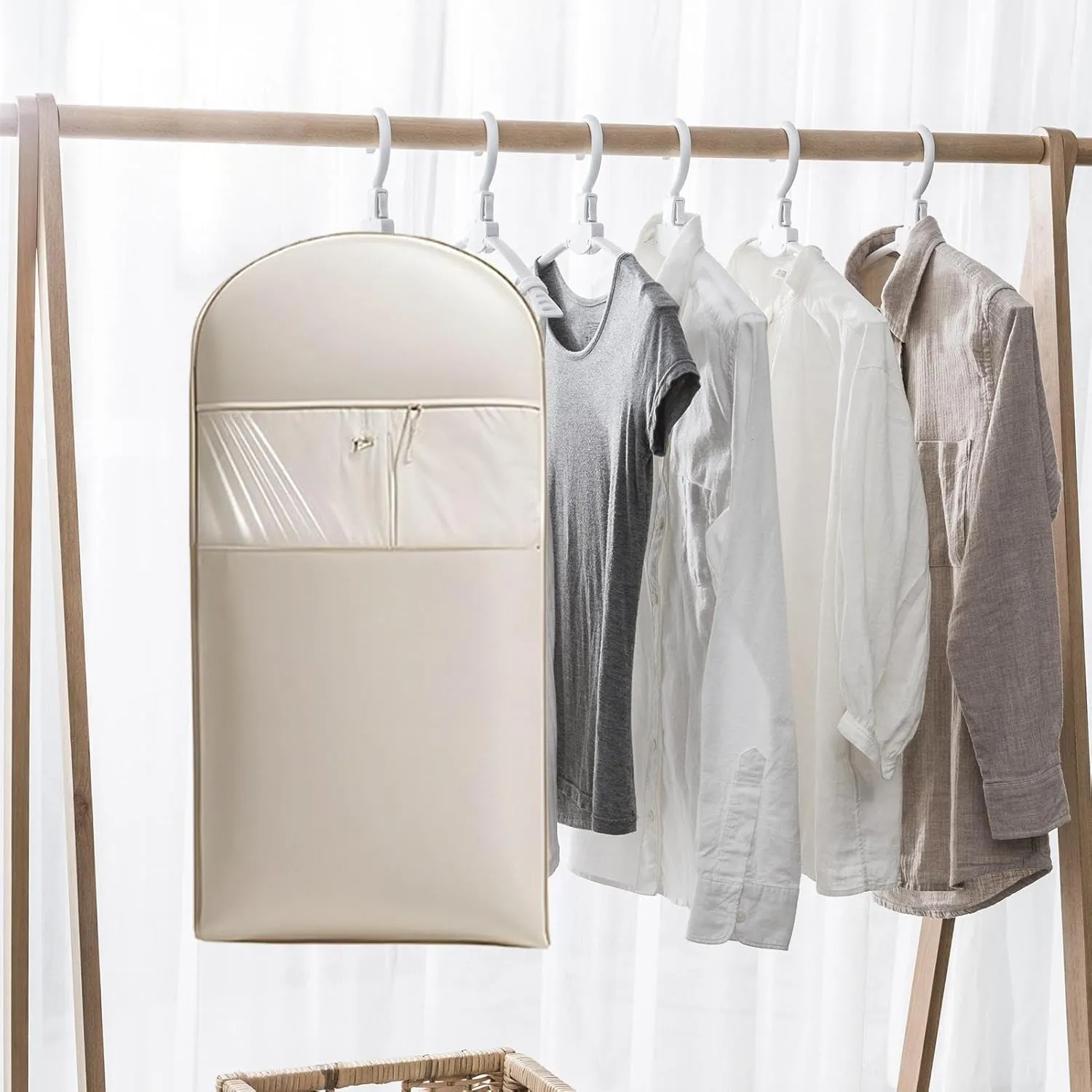 Space Saving Hanging Garment Bag with Selfs Compression Zipper, Hangable Space Saver Dustproof Protective, Space Saver Closet Organizers, for Jackets Shirts Sweater
