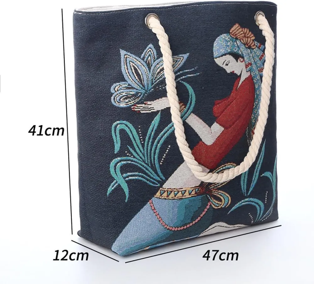 STARDICE Aesthetic reusable Eco Shoppping Beach Tote Canvas Travel Shoulder Bag with Pocket Zipper