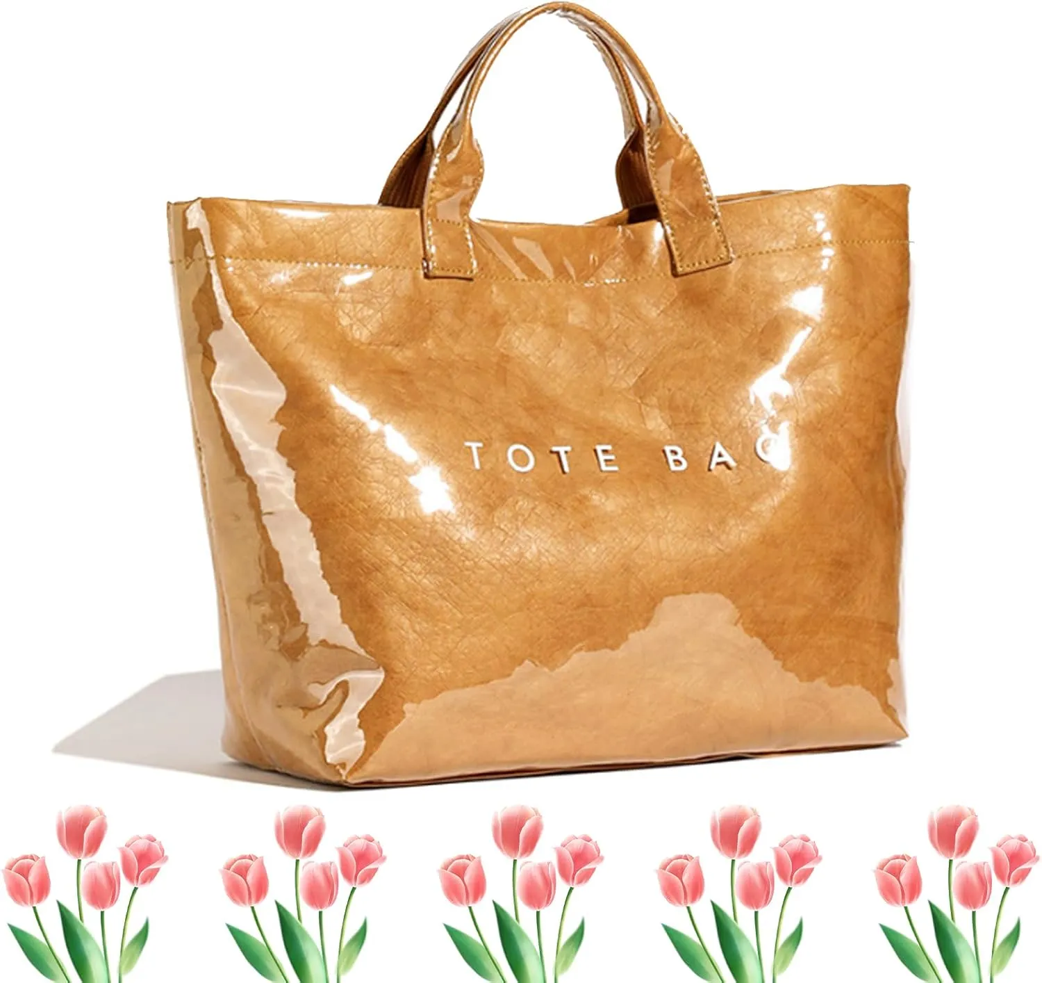 Stellaya Tote Bag, Womens Letters Print Tote Bag, Pvc Tote Bag for Women, Women's Pvc Kraft Paper Tote Bag
