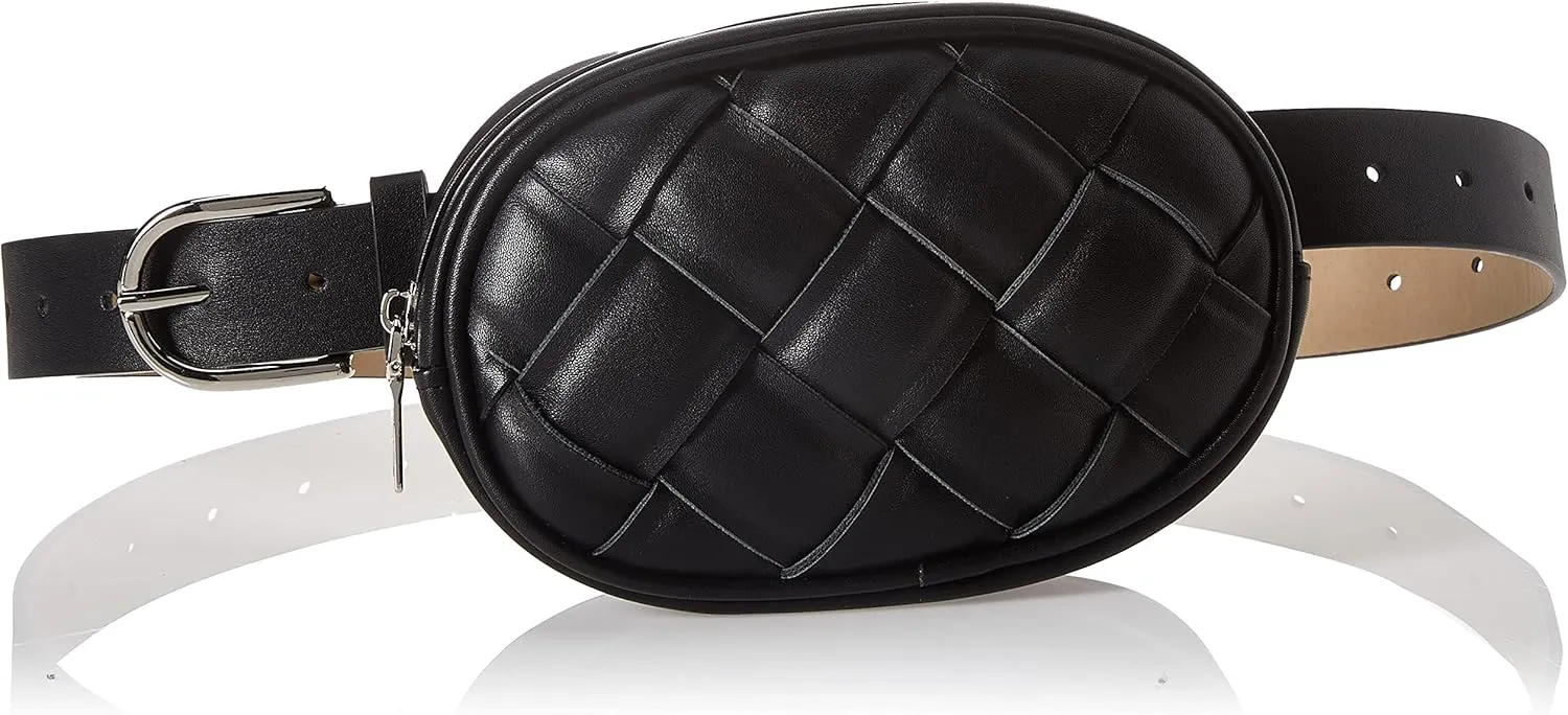 Steve Madden Basket Weave Belt Bag, Black, Large