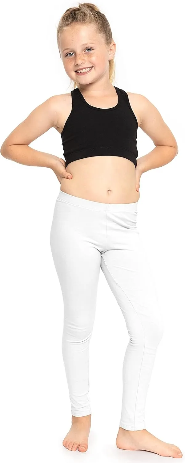 STRETCH IS COMFORT Girl's Cotton Footless Leggings Set of 3 Pieces | Stretchy | Size 2-14