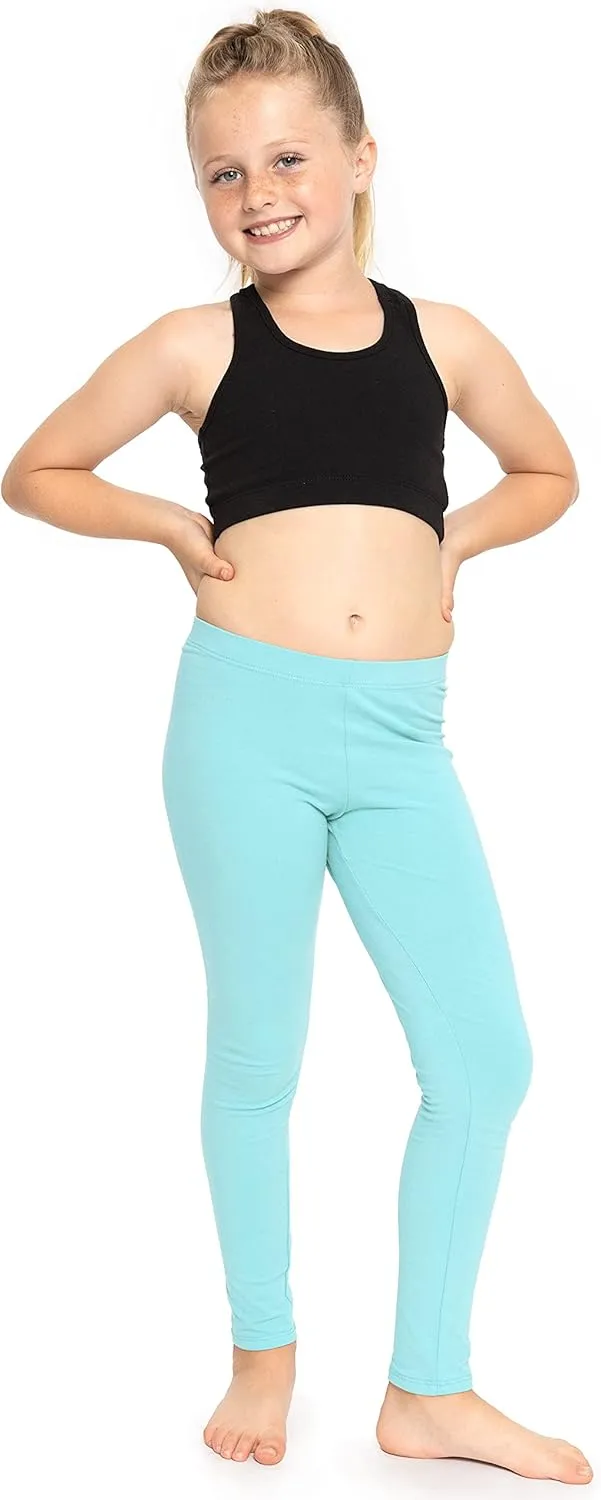 STRETCH IS COMFORT Girl's Cotton Footless Leggings Set of 3 Pieces | Stretchy | Size 2-14