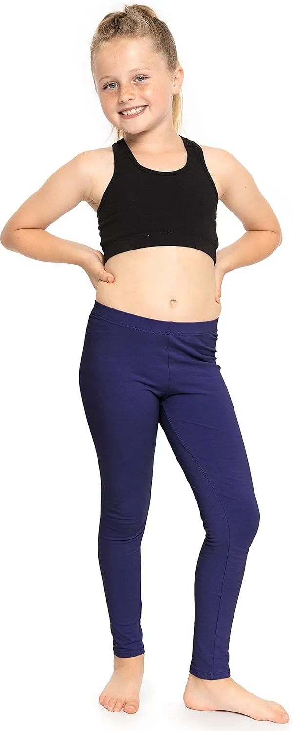 STRETCH IS COMFORT Girl's Cotton Footless Leggings Set of 3 Pieces | Stretchy | Size 2-14