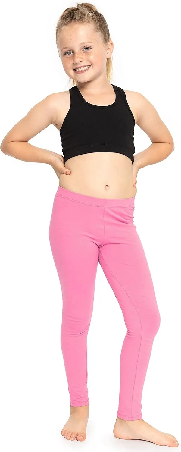 STRETCH IS COMFORT Girl's Cotton Footless Leggings Set of 3 Pieces | Stretchy | Size 2-14