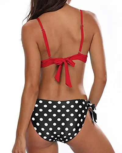 Sweetheart Neck Ruffle Bikini Sets Sexy Teen Girls Swimsuit-Red Dot