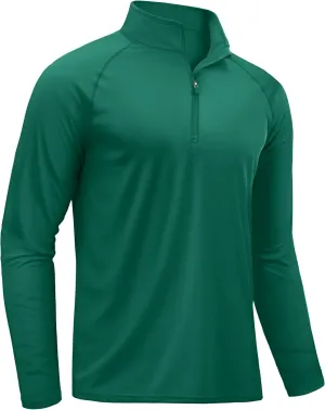 TACVASEN Men's Long Sleeve Athletic Shirts 1/4 Pullover Zip Sun Protection Rash Guard UPF 50  Outdoor Running T-Shirts