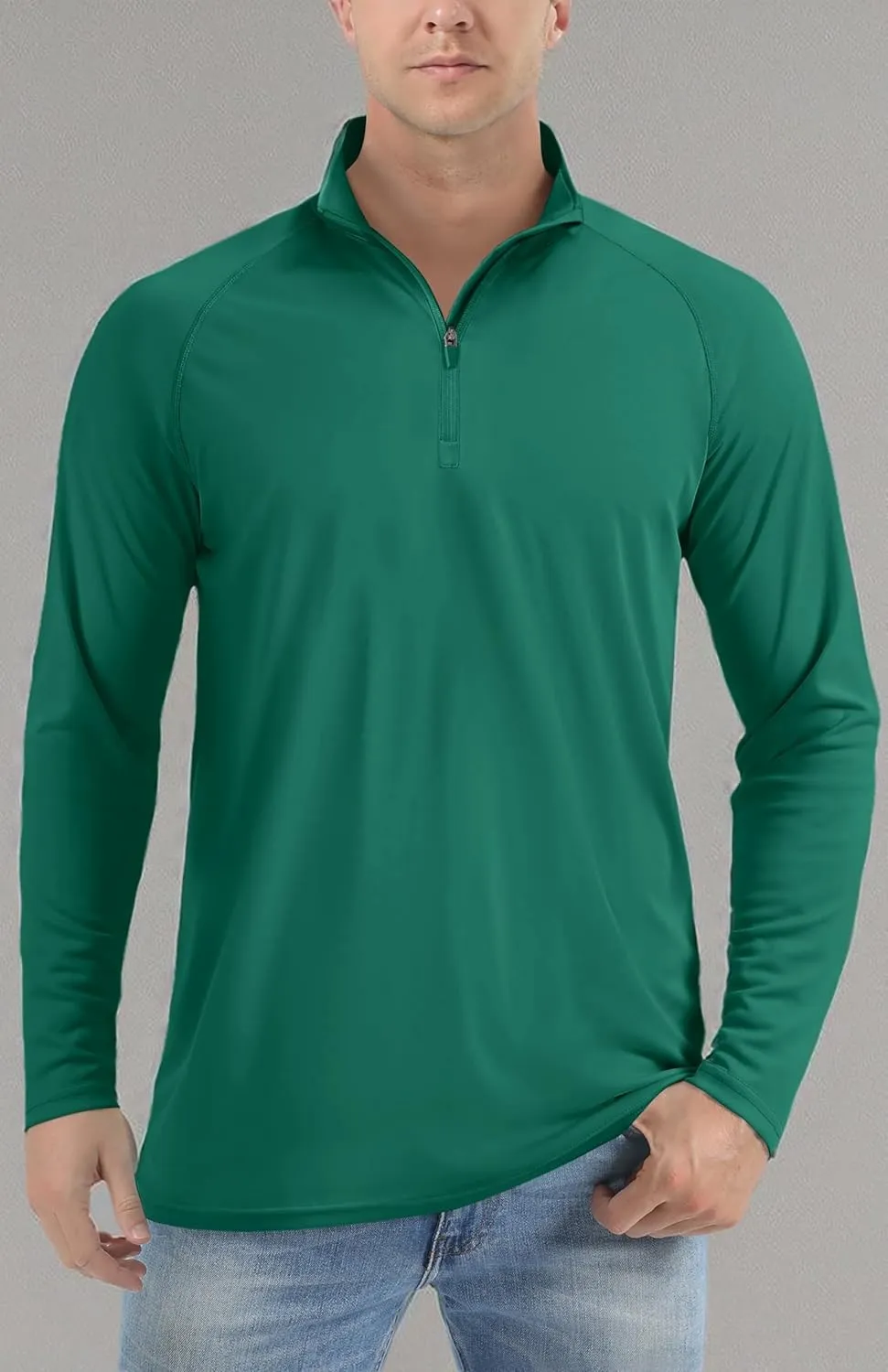 TACVASEN Men's Long Sleeve Athletic Shirts 1/4 Pullover Zip Sun Protection Rash Guard UPF 50  Outdoor Running T-Shirts
