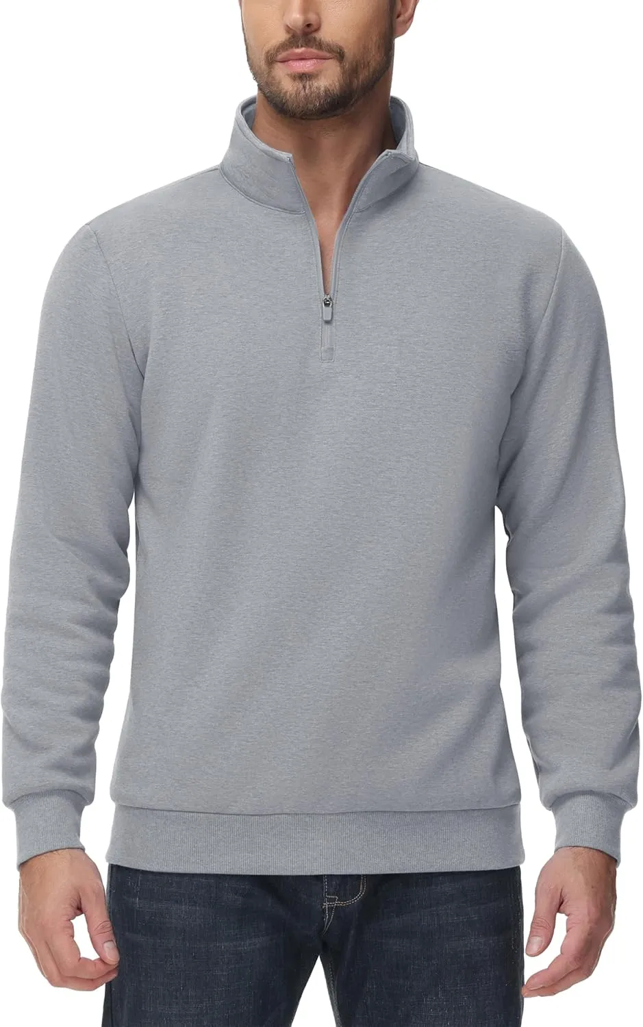 TACVASEN Men's Quarter Zip Sweatshirt Sherpa Lined Fleece Zipper Pullover Heavyweight Winter Warm Cotton Sweater