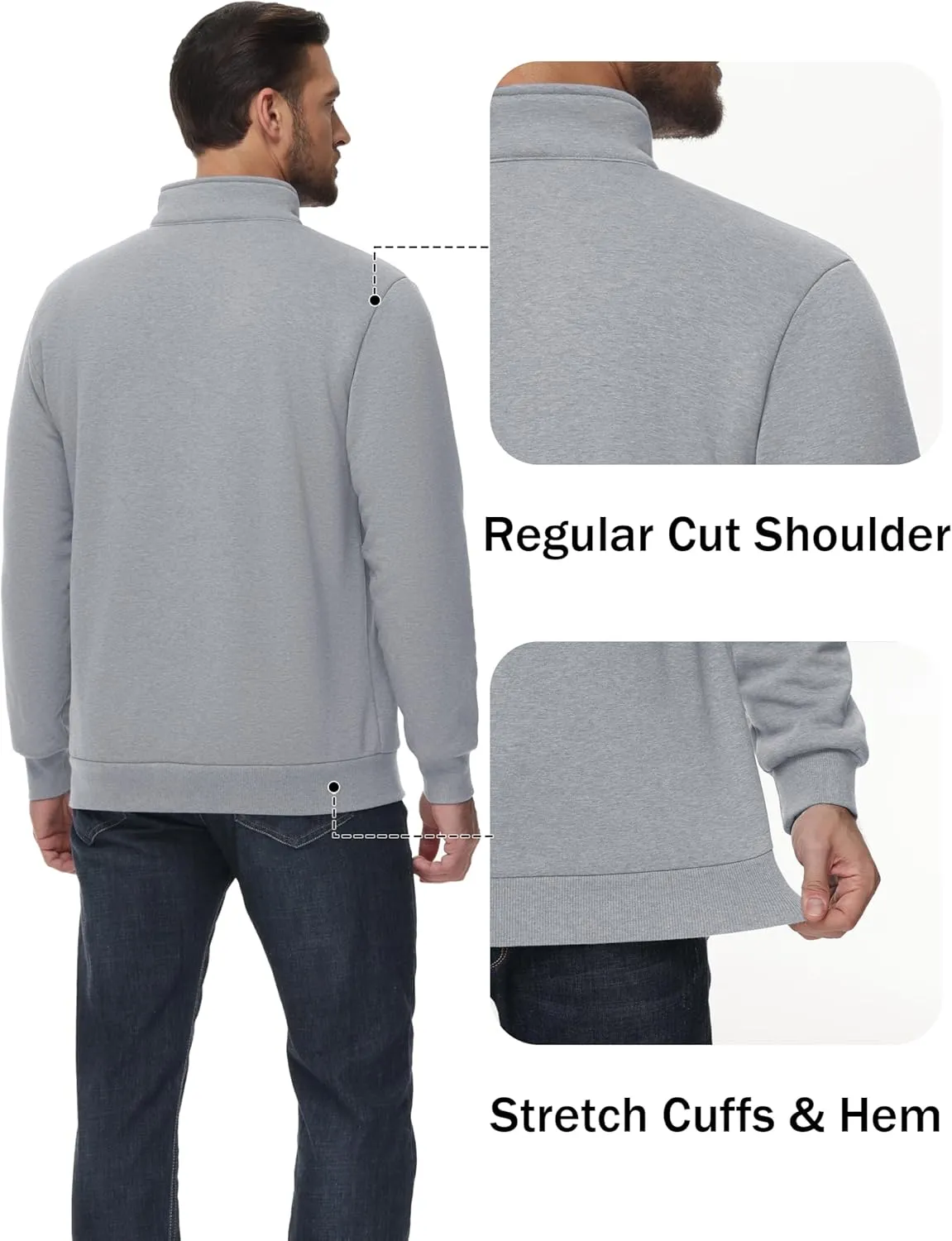 TACVASEN Men's Quarter Zip Sweatshirt Sherpa Lined Fleece Zipper Pullover Heavyweight Winter Warm Cotton Sweater