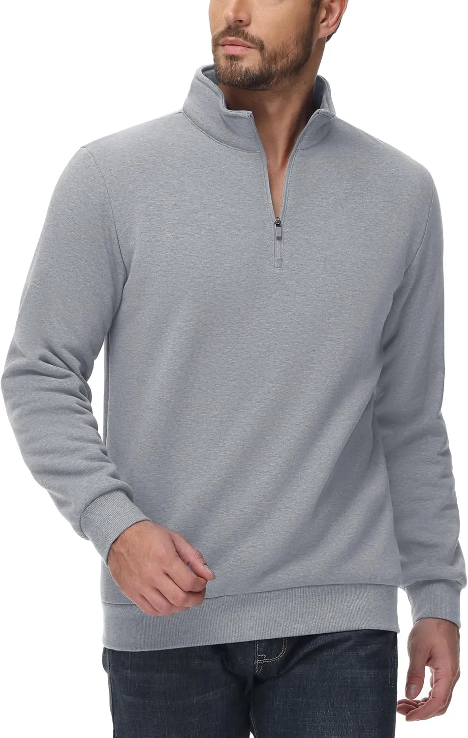 TACVASEN Men's Quarter Zip Sweatshirt Sherpa Lined Fleece Zipper Pullover Heavyweight Winter Warm Cotton Sweater