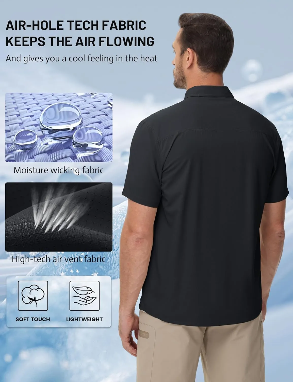 TACVASEN Mens Short Sleeve Sun Protection Shirt UPF 50  Quick Dry Fishing Cooling UV Shirts Outdoor Tactical Hiking Shirts
