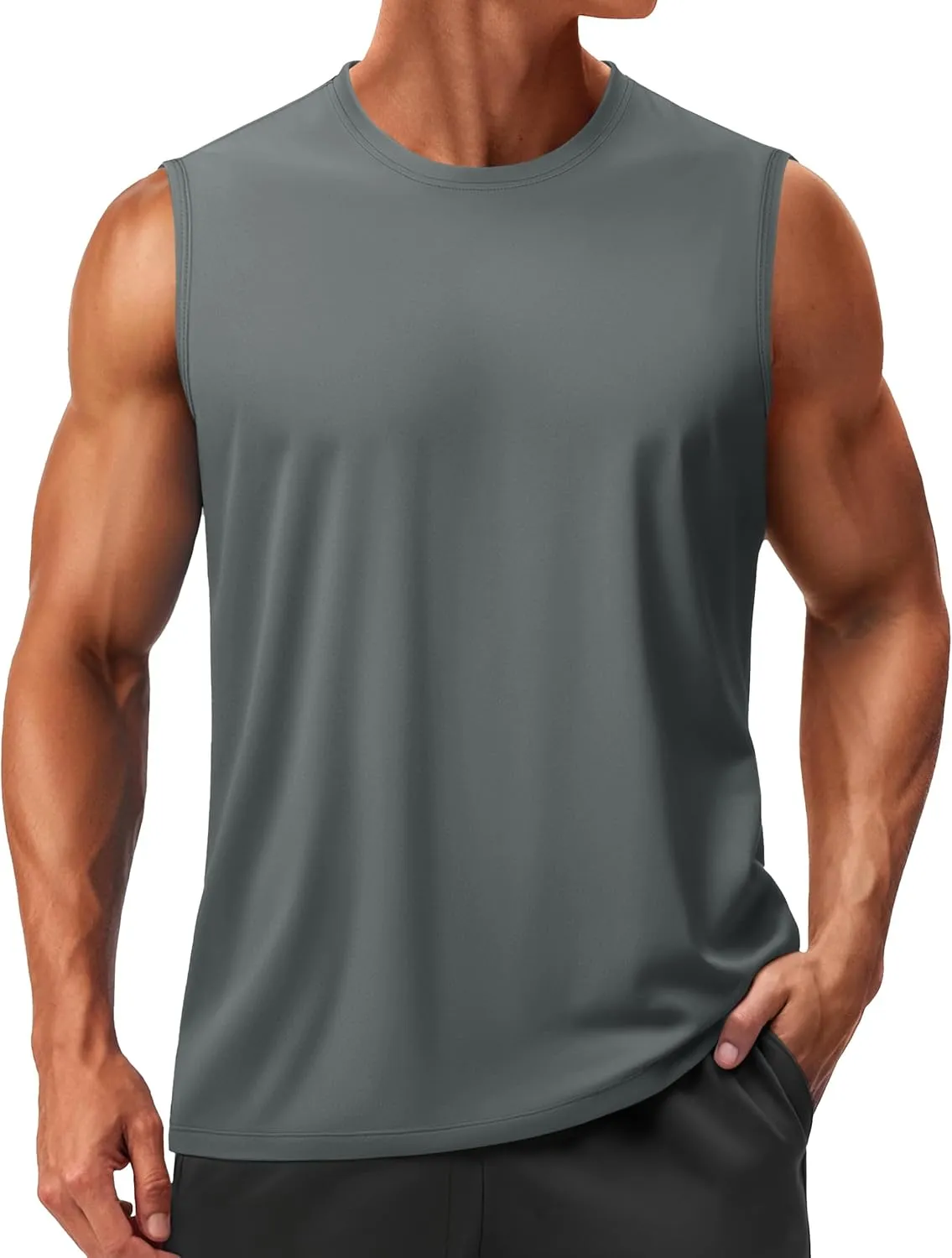 TACVASEN Men's Sleeveless Shirts Quick Dry Tank Tops for Men Sun Protection UPF 50  Athletic Gym Workout Muscle Shirts